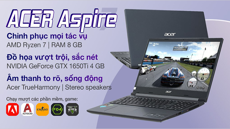 Laptop Acer Aspire 7 Gaming A715 chinh phục mọi tác vụ
