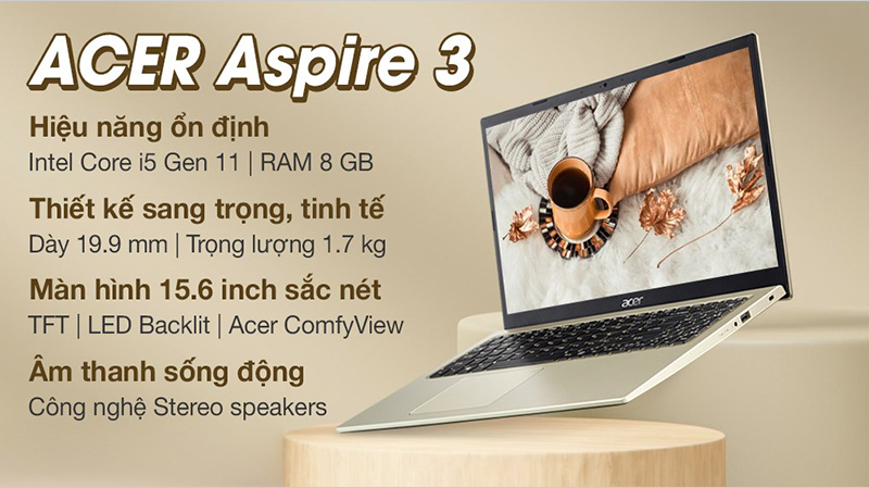 Laptop Acer Aspire 3 A315 58G 56HC i5 có hiệu năng ổn định
