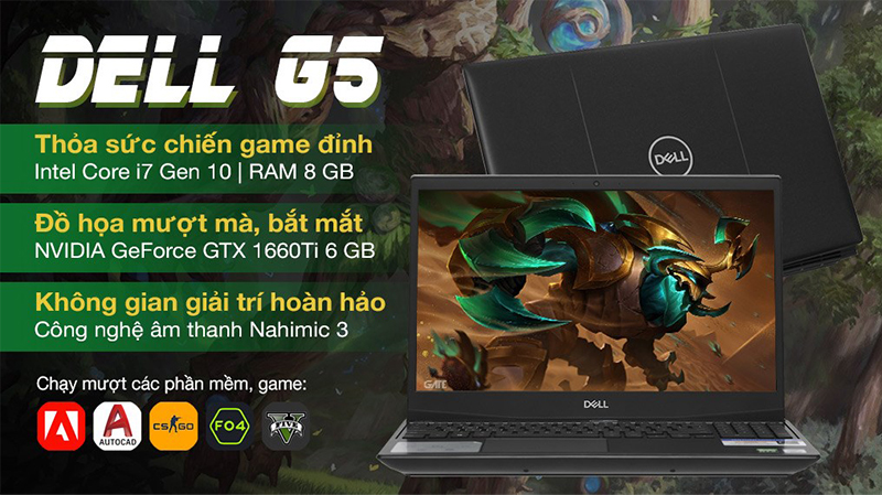 Laptop Dell Gaming G5 15 5500 i7 thỏa sức chiến mọi game đỉnh
