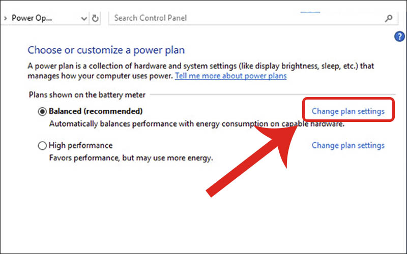 Nhấn chọn Change plan settings