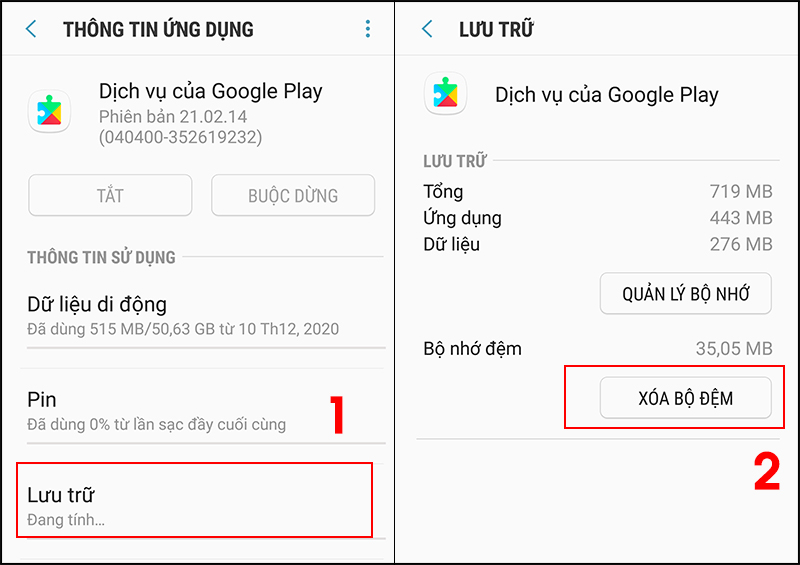 Xóa bộ đệm của CH Play