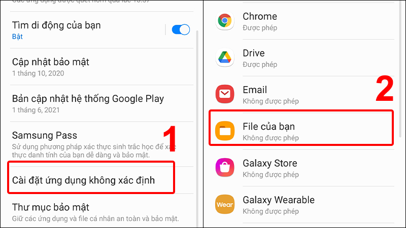 Chọn ứng dụng để tải file hoặc chưa file ứng dụng