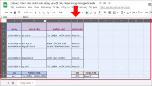 Chọn toàn bộ vùng dữ liệu trong Google Sheets