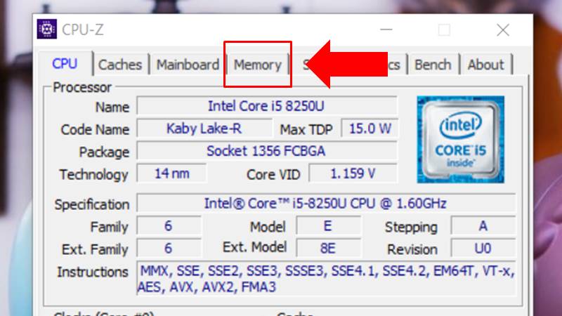 Sau khi khởi động phần mềm, bạn cần nhấp vào mục Memory