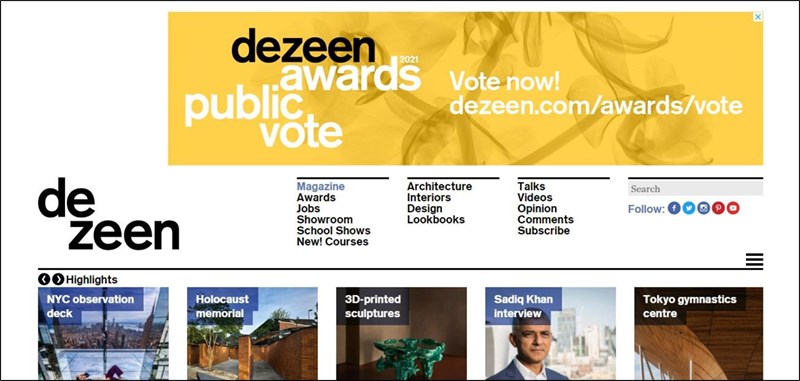 Dezeen: Trang web tạp chí về nội thất nước ngoài