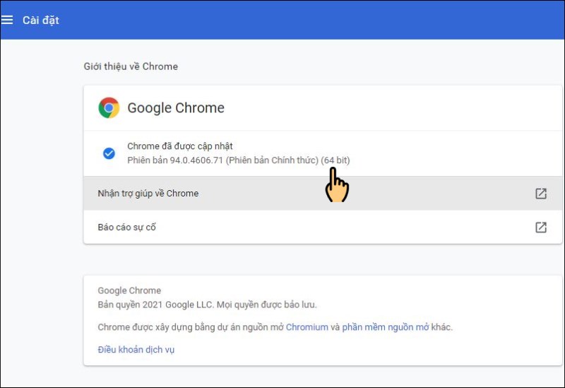 Xem phiên bản của máy tính trên Google Chrome Xem phiên bản của máy tính trên Google Chrome