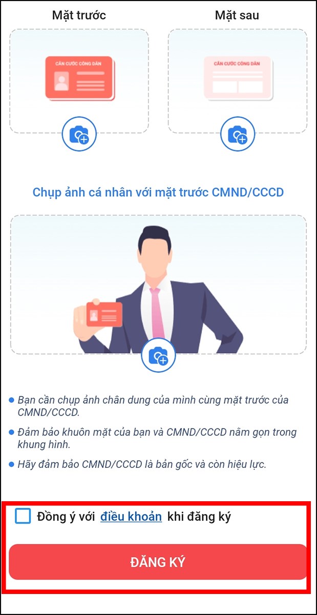 Tick vào ô Tôi đồng ý và chọn Đăng ký
