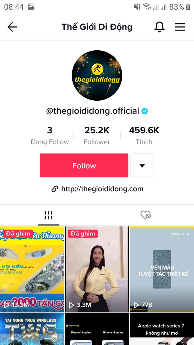 Và đây là kết quả sau khi hủy follow