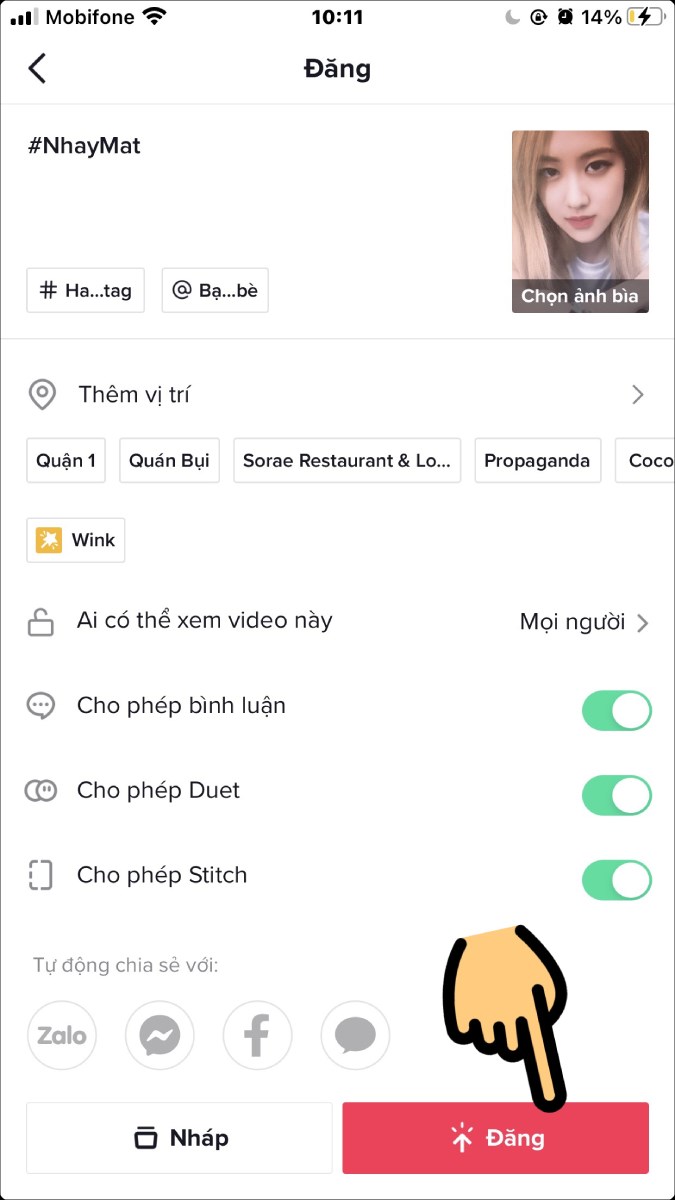 Nhấn nút Đăng
