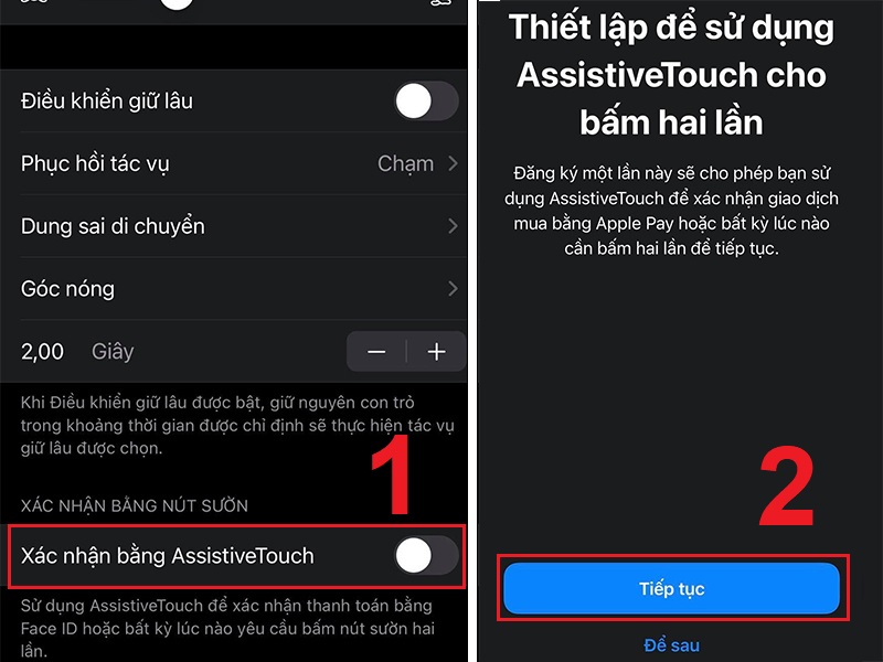 Bật nút Xác nhận bằng AssistiveTouch