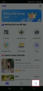 Chọn nút hình con thỏ (Profile)