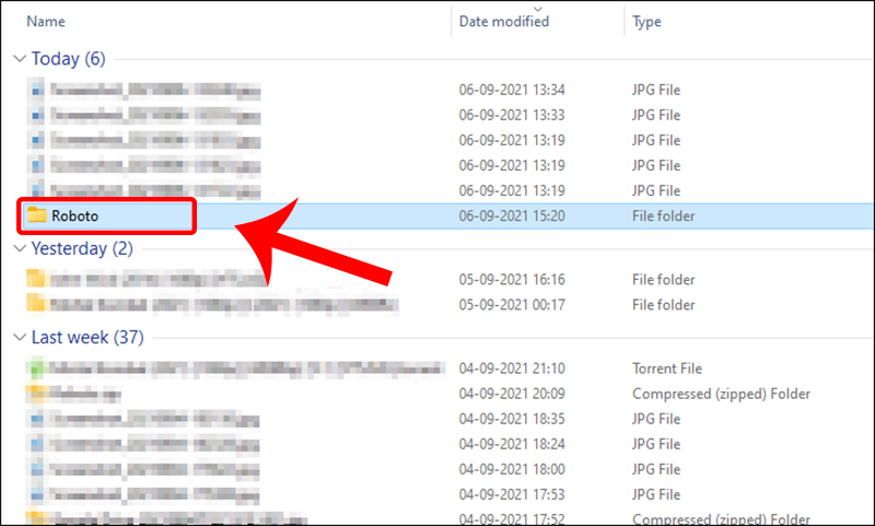 Mở file font chữ đã giải nén