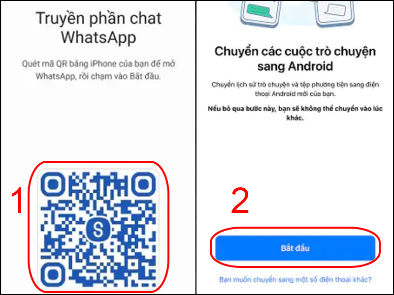 cach-chuyen-du-lieu-whatsapp-tu-iphone-sang-thiet-bi-5 Dùng iPhone quét mã QR và nhấn Bắt đầu