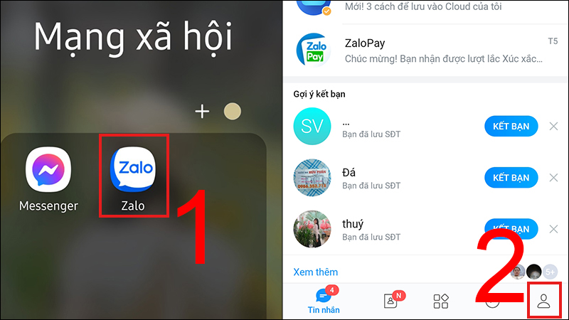 Vào mục cá nhân trong Zalo