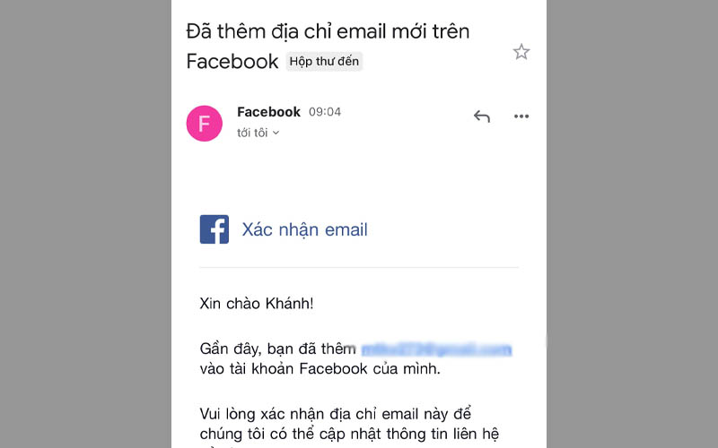 Kiểm tra lại địa chỉ email