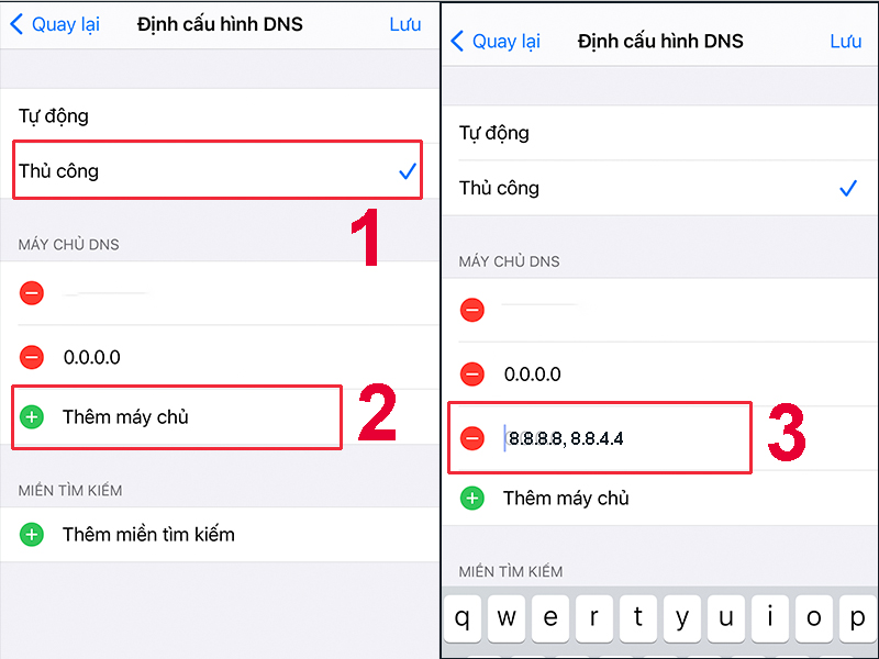 Chọn mục Thêm máy chủ và sau đó nhập DNS bạn muốn thay đổi
