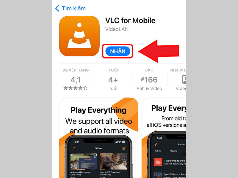 Cài đặt ứng dụng VLC for Mobile
