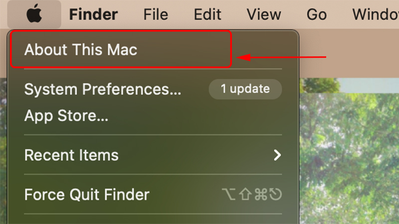 Chọn mục About This Mac