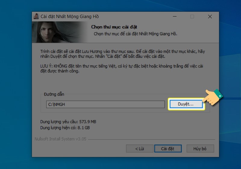Chọn lại thư mục Chọn lại thư mục