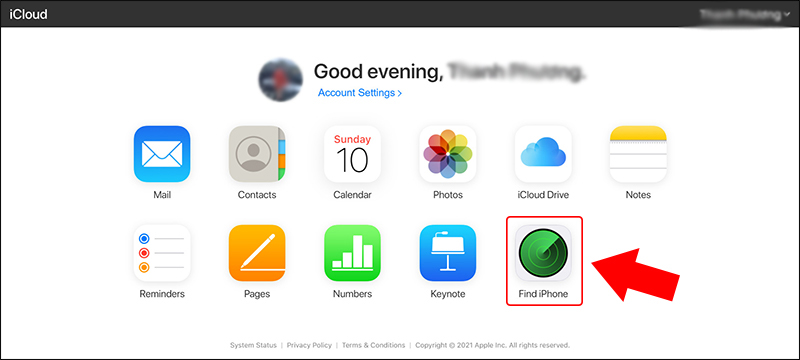 Chọn Find iPhone để định vị điện thoại