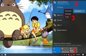 Click chuột phải vào mạng WiFi muốn xóa và chọn Forget