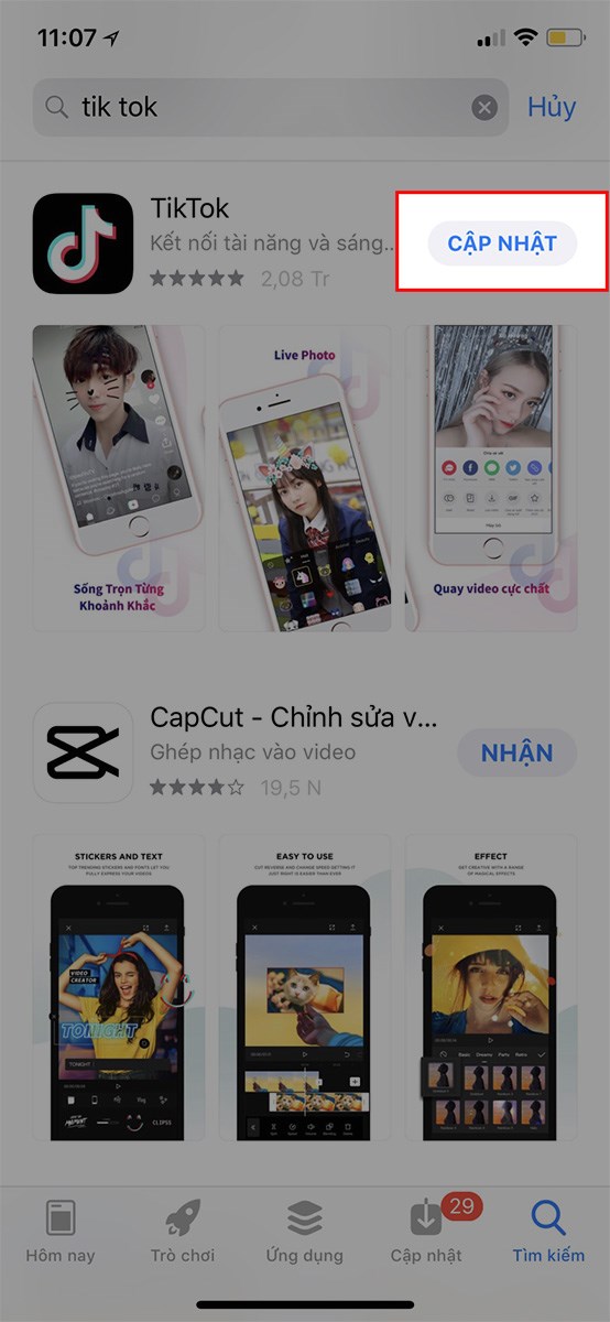 Chọn Cập nhật Chọn Cập nhật