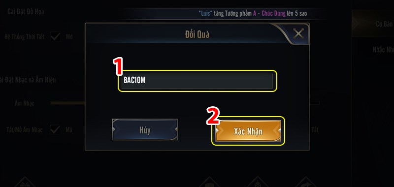 Điền mã code và xác nhận Điền mã code và xác nhận