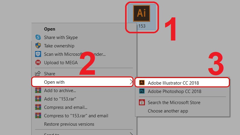 Nhấn chuột phải vào file EPS rồi chọn Open with và chọn phần mềm tương thích