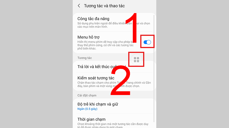 Bật thanh menu hỗ trợ
