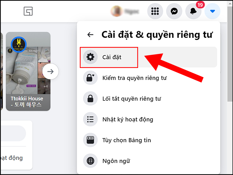 Trong phần Cài đặt & Quyền riêng tư bạn chọn mục Cài đặt
