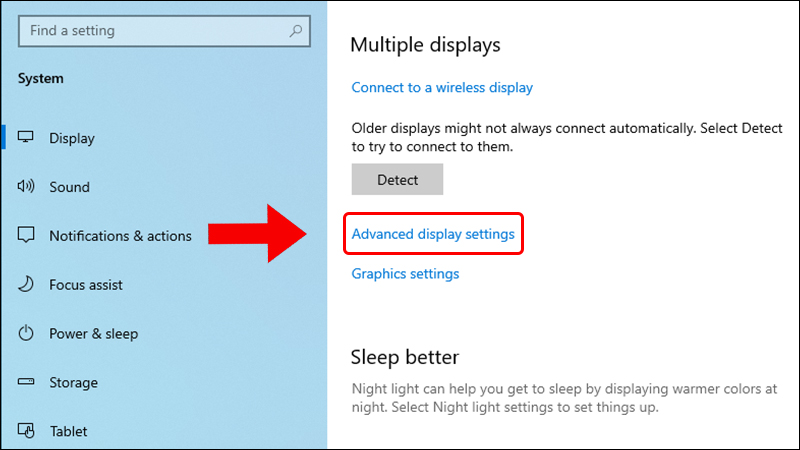 Chọn Advanced Display Settings