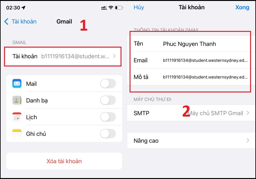 Xem tên máy chủ đã đúng với thông tin chưa