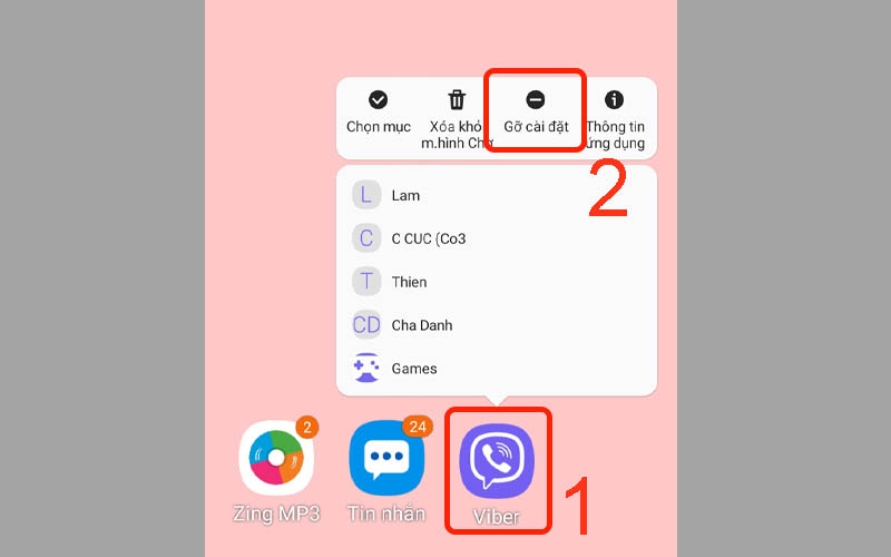 Gỡ cài đặt Viber trên Android