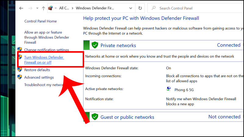 Hướng dẫn cách tắt tường lửa trên máy tính Windows 10