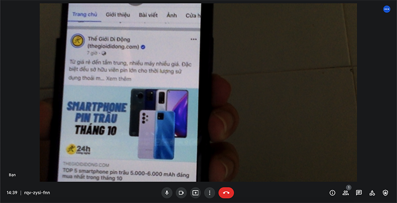 Kết quả sau khi lật camera trên Google Meet Kết quả sau khi lật camera trên Google Meet