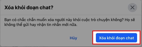 Chọn Xóa khỏi đoạn chat