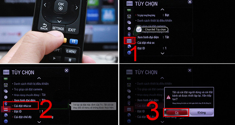 Reset lại tivi LG