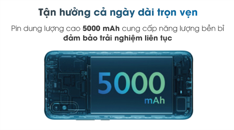 Điện thoại Xiaomi Redmi 9A có dung lượng pin lên đến 5000 mAh