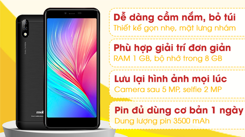 Điện thoại Mobell P41 có đầy đủ tính năng của một chiếc smartphone giá rẻ