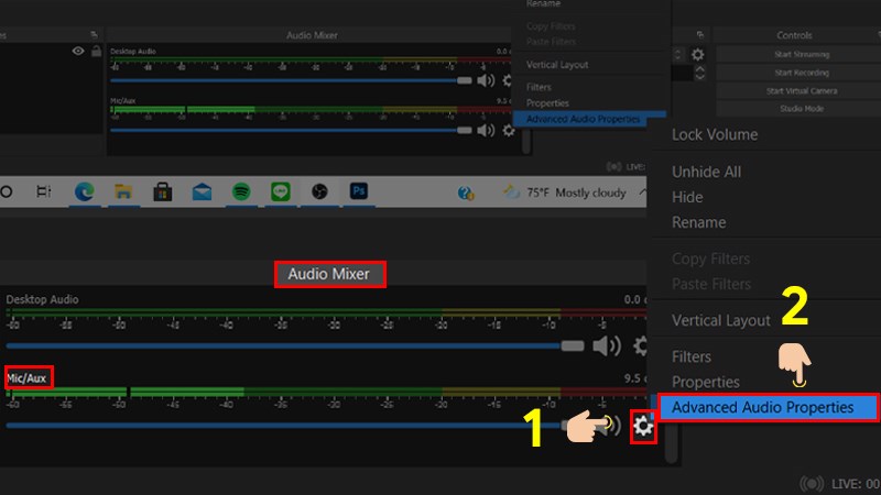 Chọn phần Advanced Audio Properties Chọn phần Advanced Audio Properties