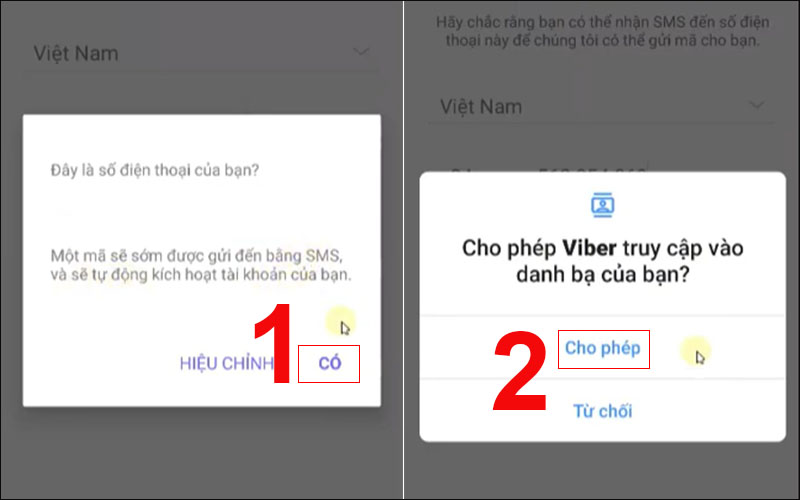 Cấp quyền truy cập cho Viber