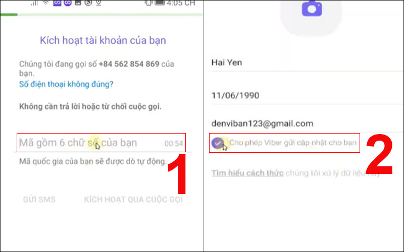 Kích hoạt Viber