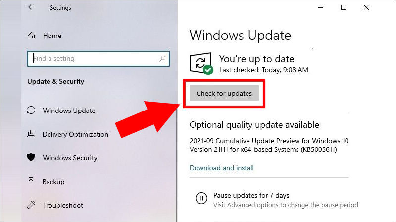 video-2-cach-cap-nhat-update-windows-11-len-phien-ban-moi-2-800x450-1 Chọn Check for updates để tiến hành kiểm tra máy đã tới thời gian được phép nâng cấp