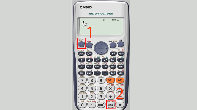 video-cach-doi-do-sang-radian-tren-may-tinh-casio-va-nguoc201 Chọn tiếp Shift và chọn Ans